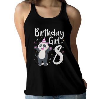 Kids 8 Years Old Panda Birthday Girl Cute Girls 8Th Party Gift Women Flowy Tank | Mazezy
