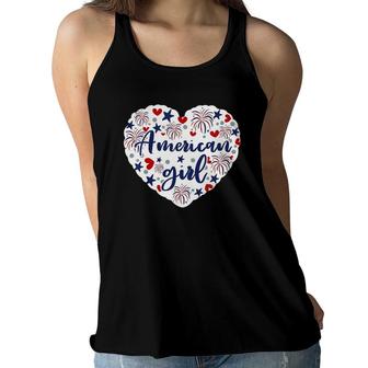 Kids American Girl Patriot 4Th Of July Independence Day Baby Girl Women Flowy Tank - Seseable