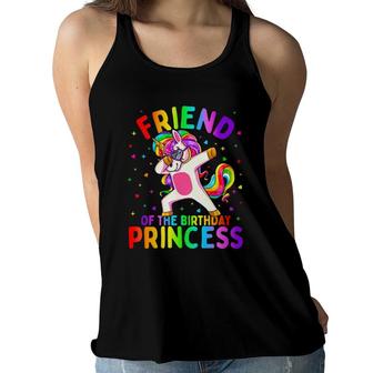 Kids Friend Of The Birthday Princess Girl Dabbing Unicorn Women Flowy Tank | Mazezy