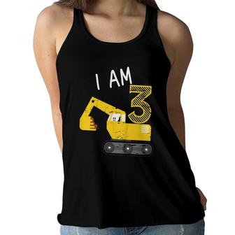Kids Gift For Boys Construction Party Excavator 3Rd Birthday Women Flowy Tank - Seseable