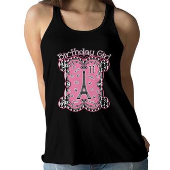 Kids Girls 11Th Birthday Paris France French Theme 11 Years Old Women Flowy Tank - Seseable