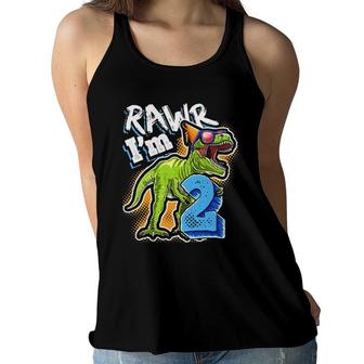 Kids Rawr Im 2 2Nd Birthdayrex Dinosaur Party Gift Boys Women Flowy Tank - Seseable