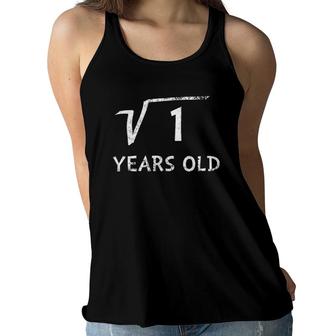 Kids Square Root Of 1 Math Bday 1St Birthday Gift 1 Year Old Women Flowy Tank - Seseable