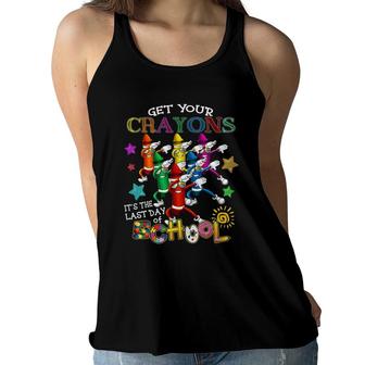 Last Day Of School Get Your Crayons Summer Vacation Kids Women Flowy Tank - Seseable