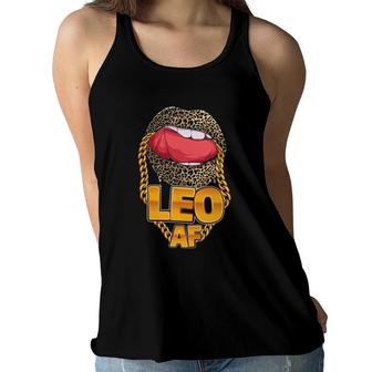 Leo Af Girl Juicy Lips Leopard Astrology Zodiac Sign Women Flowy Tank - Seseable