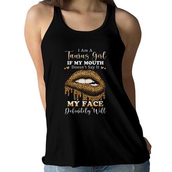 Leopard Lips Biting I Am A Taurus Girl Birthday Costumes Women Flowy Tank - Seseable