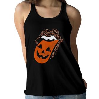 Leopard Lips Pumpkin Tongue Women Girls Halloween Costume Women Flowy Tank - Seseable