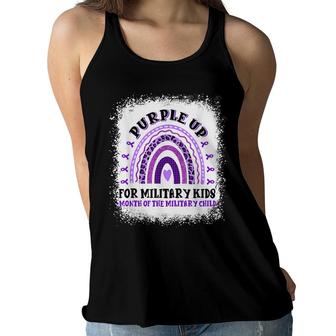 Leopard Rainbow Military Child Month Purple Up Bleached Women Flowy Tank - Seseable