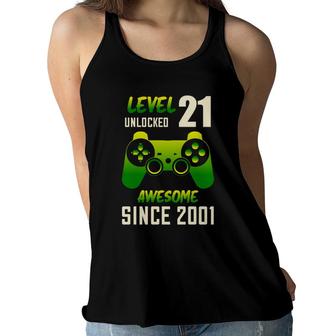 Leve 21 Unlocked 21St Birthday Gamer Special Gift Women Flowy Tank - Seseable