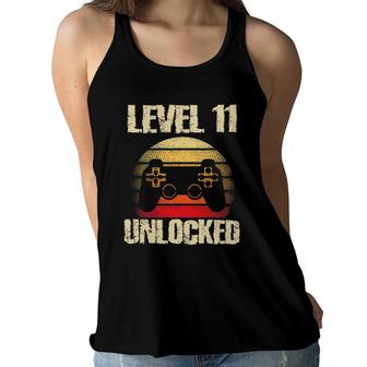 Level 11 Unlocked Boys 11Th Birthday 11 Years Old Boy Gamer Women Flowy Tank - Seseable