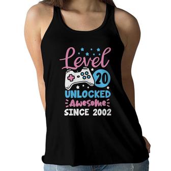Level 20 Unlocked Awesome 2002 20Th Birthday Girl Video Game Women Flowy Tank - Seseable