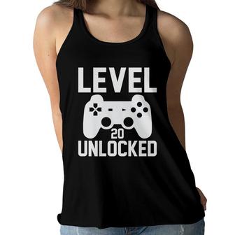 Level 20 Unlocked Video Games Is My 20Th Birthday Since 2002 Women Flowy Tank - Seseable