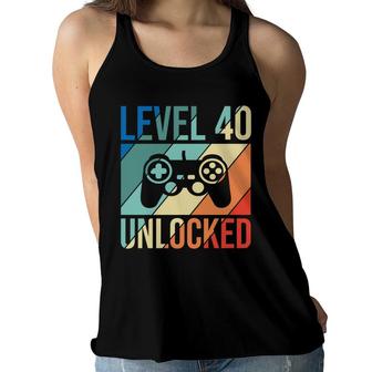 Level 40 Unlocked 40 Happy Birthday 40Th Women Flowy Tank - Seseable