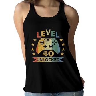 Level 40 Unlocked Video Game Birthday Gift Boys Women Flowy Tank - Seseable