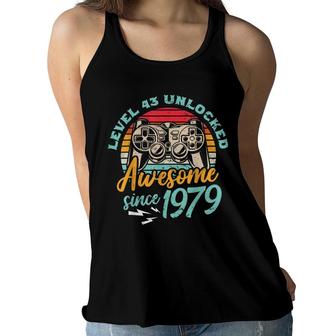 Level 43 Unlocked Awesome 1979 43Th Birthday Man Video Game Women Flowy Tank - Seseable