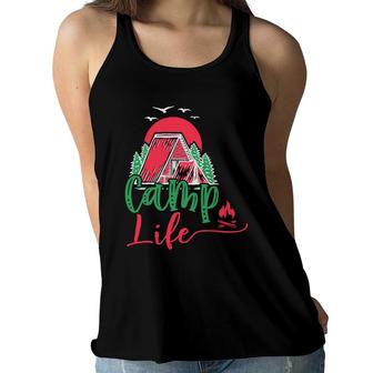 Life Of Travel Lovers Are Camp Life To Explore Women Flowy Tank - Seseable