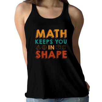 Math Keeps You In Shape Math Teacher Orange Green Colorful Version Women Flowy Tank - Seseable