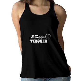 Math Teacher Cool Nice Heartbeat Design Women Flowy Tank - Seseable