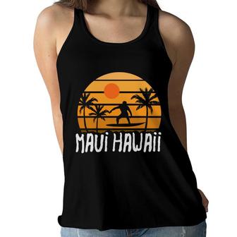 Maui Hawaii Beach Retro Sunset Summer Women Flowy Tank - Seseable