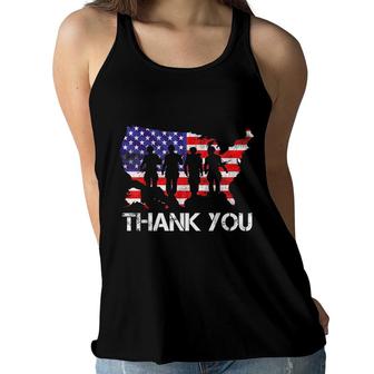 Memorial Day 4Th Of July Thank You Soldiers Retro Vintage Women Flowy Tank - Seseable