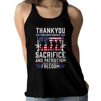 Memorial Day Thank You For Your Service And Sacrifice T Women Flowy Tank - Seseable