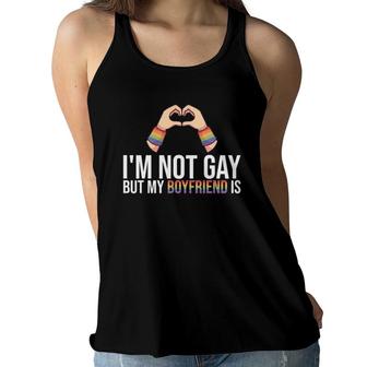 Mens Im Not Gay But My Boyfriend Is Couple Pride Month Lgbtq Women Flowy Tank - Seseable