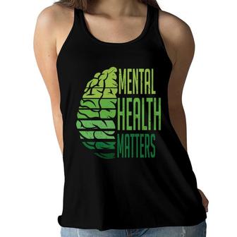 Mental Health Awareness Matter Green Vintage Brain Women Flowy Tank - Seseable