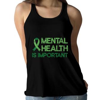 Mental Health Green Ribbon Anxiety Mental Health Awareness Women Flowy Tank - Seseable
