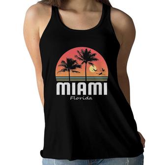 Miami Florida Beach Palm Sunset Gift Women Men Kids Souvenir Women Flowy Tank | Mazezy