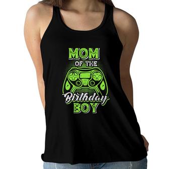 Mom Of The Birthday Boy Matching Video Game Birthday Green Design Women Flowy Tank - Seseable