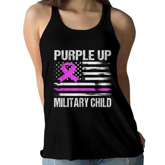 Month Of The Military Child Purple Up American Flag Brats Women Flowy Tank - Seseable