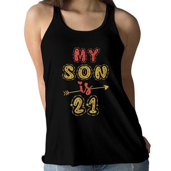 My Son Is 21 Years Old 21St Birthday Idea For Him Women Flowy Tank - Seseable