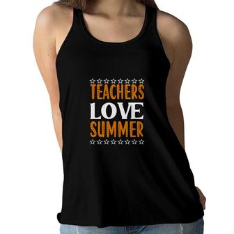 Only The Brave Teacher Love Summer Orange White Women Flowy Tank - Seseable