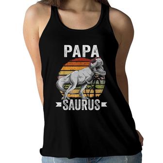Papa Saurus Dinosaur Papasaurus Family Matching T Rex Women Flowy Tank - Seseable