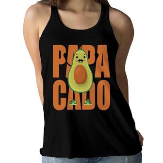 Papacado With Orange Graphics Gym Control Funny Avocado Women Flowy Tank - Seseable