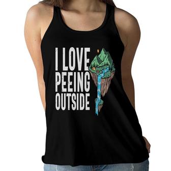 Passion With Camping Funny Custom I Love Peeing Outside New Women Flowy Tank - Seseable
