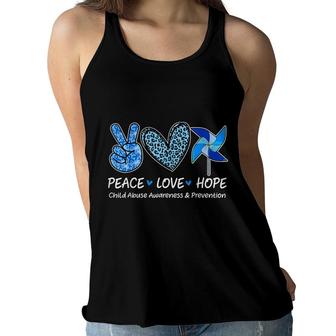 Peace Hope Love Child Abuse Awareness Pinwheel Leopard Women Flowy Tank - Seseable