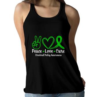 Peace Love Cure Fight Cerebral Palsy Awareness Women Flowy Tank - Seseable