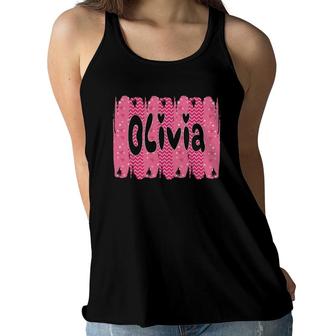 Personalized First Name Olivia Gift Women Girls Valentine Women Flowy Tank - Seseable