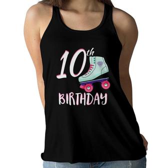Pink Girl Roller Skate - 10 Years Old - 10Th Birthday Women Flowy Tank | Mazezy UK