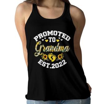 Promoted To Grandma Est 2022 Sunflower Floral Decor Women Flowy Tank - Seseable