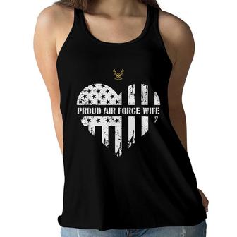 Proud Air Force Wife Pride Military Family Heart Gift Women Flowy Tank - Seseable