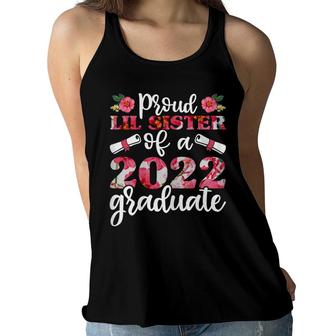 Proud Lil Sister Of A 2022 Graduate Graduation Floral Women Flowy Tank - Seseable