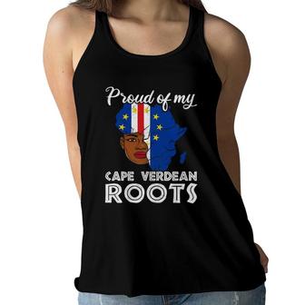 Proud Of My Cape Verdean Roots Girl Apparel Cabo Verde Flag Women Flowy Tank | Mazezy