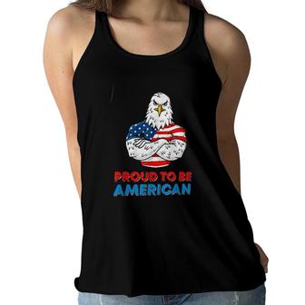 Proud To Be American Funny Bald Eagle Gift Women Flowy Tank - Seseable