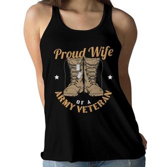 Proud Wife Of A Army Veteran 2022 Yellow Boots Women Flowy Tank - Seseable