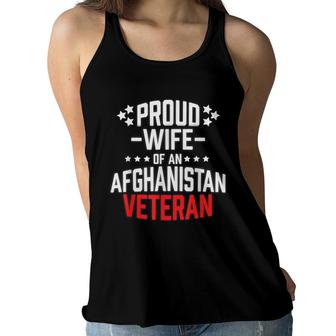Proud Wife Of An Afghanistan Veteran Funny Military Spouse Women Flowy Tank - Seseable