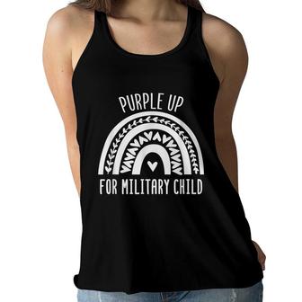 Purple Up For Military Child Rainbow Boys Girls Adults Women Flowy Tank - Seseable