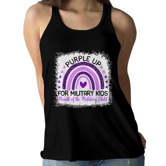 Purple Up For Military Kids Cool Month Of The Military Child Women Flowy Tank - Seseable