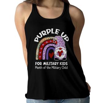Purple Up For Military Kids Military Child Month Gnome Women Flowy Tank - Seseable
